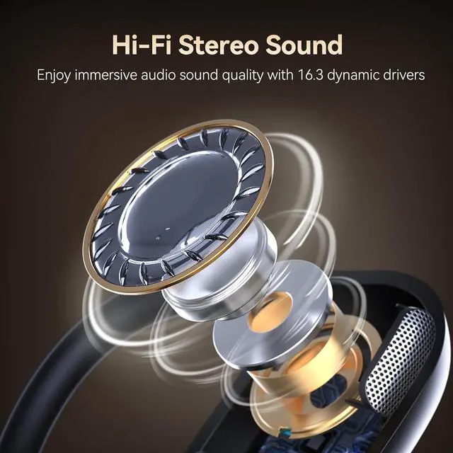 Alt view image 7 of 7 - CXK Open Ear Headphones with Mic, Wireless Headset with AI Noise Cancellation Microphone Bluetooth 5.3 Air Conduction Headphones Bluetooth Headset with Mic for Work Call Meeting Driving
