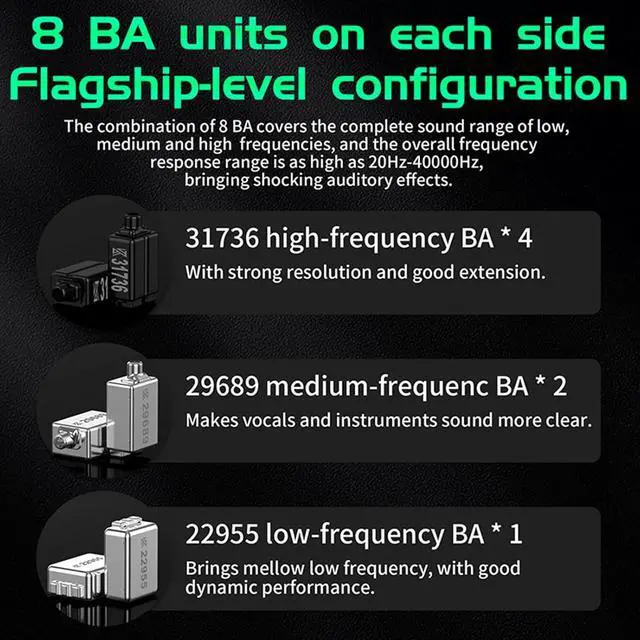 Alt view image 7 of 7 - KZ AS16 PRO in Ear Monitor Headphones 16BA Balanced Armature Drivers HiFi IEM Earphones High Clarity Gaming Earbuds for Musicians Singers Audiophile Dj Drummers