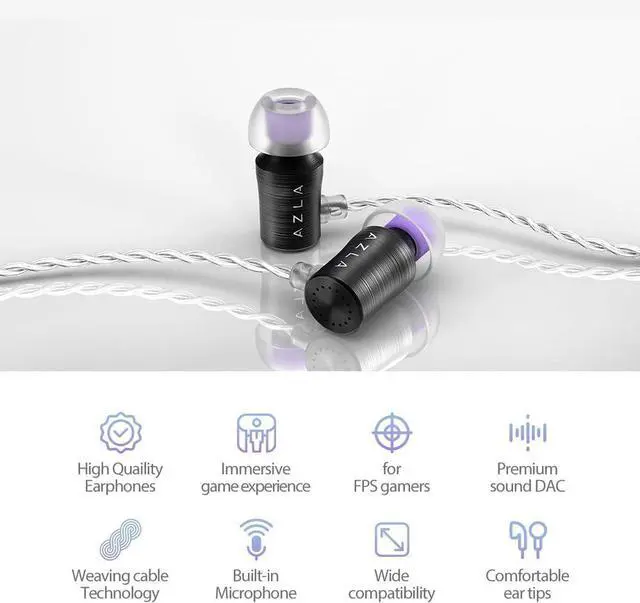 Alt view image 6 of 6 - AZEL Edition G Gen 2 Wired Gaming in-Ear Earbud Headphones with Mic 3.5mm Jack USB-C to 3.5mm Adapter USB-A to USB-C Converter Black (Black)
