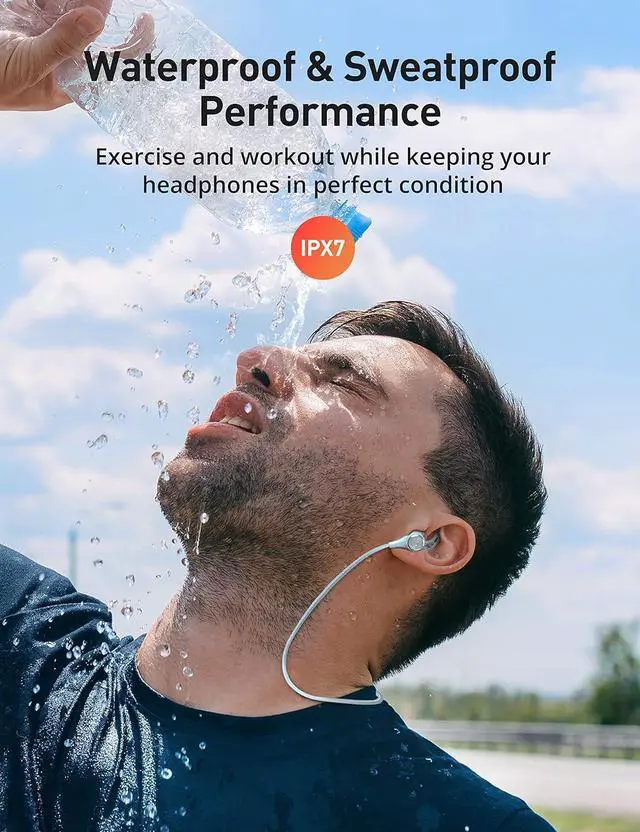 Alt view image 4 of 7 - Bluetooth Headphones, Bluetooth 5.2 Stereo aptX Wireless Earbuds Bass Magnetic Neckband IPX7 Waterproof Open Earbuds Bulit-in Mic with 24H Playtime, Lightweight Earphones for Sport, Gym, Blue