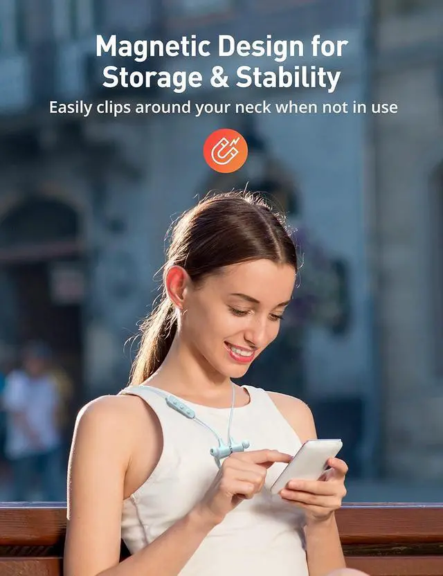 Alt view image 5 of 7 - Bluetooth Headphones, Bluetooth 5.2 Stereo aptX Wireless Earbuds Bass Magnetic Neckband IPX7 Waterproof Open Earbuds Bulit-in Mic with 24H Playtime, Lightweight Earphones for Sport, Gym, Blue