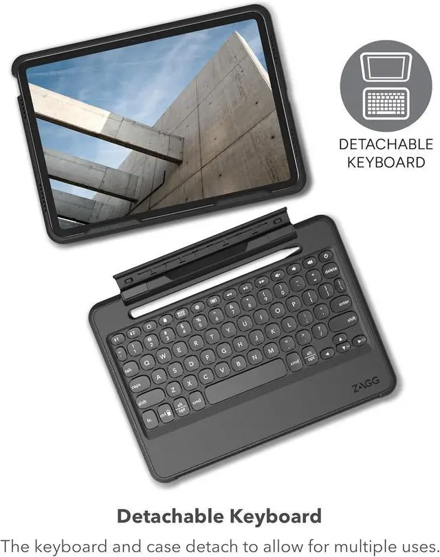 Alt view image 3 of 7 - Rugged Book iPad 11" (A16)/ 10.9" (Gen 10) Case - Durable Wireless Keyboard Case, Military-Grade Drop Protection, Multi-Device Pairing, Detachable Backlit Keyboard, Black