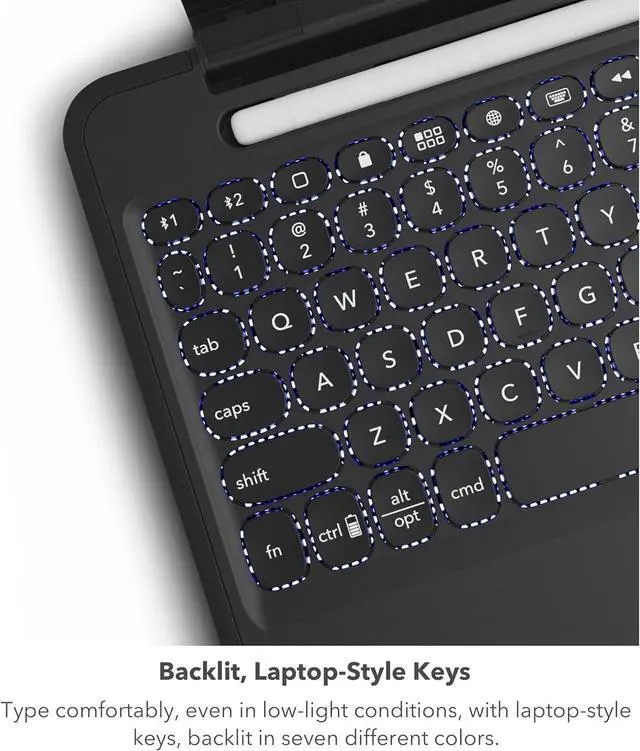 Alt view image 4 of 7 - Rugged Book iPad 11" (A16)/ 10.9" (Gen 10) Case - Durable Wireless Keyboard Case, Military-Grade Drop Protection, Multi-Device Pairing, Detachable Backlit Keyboard, Black
