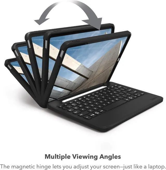 Alt view image 7 of 7 - Rugged Book iPad 11" (A16)/ 10.9" (Gen 10) Case - Durable Wireless Keyboard Case, Military-Grade Drop Protection, Multi-Device Pairing, Detachable Backlit Keyboard, Black