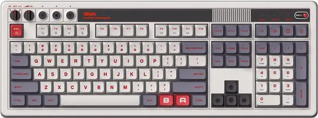 Alt view image 2 of 7 - 8BitDo Retro 108 Mechanical Keyboard with 108 Keys and Integrated Numpad, Bluetooth/2.4G/USB-C Hot Swappable Wireless Gaming Keyboard for Windows and Android - N Edition
