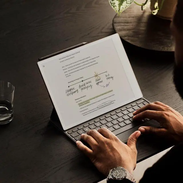 Alt view image 7 of 7 - Mosaic Weave Type Folio Keyboard for Your 11.8' Paper Tablet - Basalt