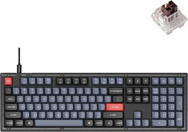 Main image of Keychron V6 Wired Custom Mechanical Keyboard, Full-Size QMK/VIA Programmable Macro with Hot-swappable Keychron K Pro Brown Switch Compatible with Mac Windows Linux (Frosted Black-Translucent)