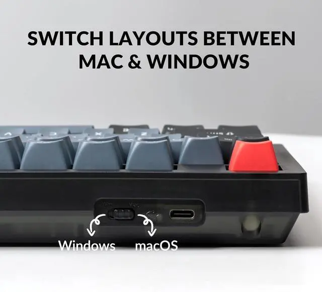 Alt view image 6 of 7 - Keychron V6 Wired Custom Mechanical Keyboard, Full-Size QMK/VIA Programmable Macro with Hot-swappable Keychron K Pro Brown Switch Compatible with Mac Windows Linux (Frosted Black-Translucent)