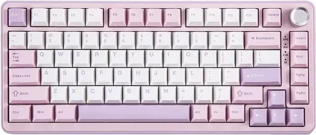 Main image of YUNZII B75 PRO Wireless Mechanical Keyboard,75% Layout with Knob,Hot Swap Gasket Custom Structure,Creamy Pre-lubed Switches,RGB Backlit,Bluetooth/Type-C/2.4G for Win/Mac(Cocoa Cream V2 Switch,Purple)