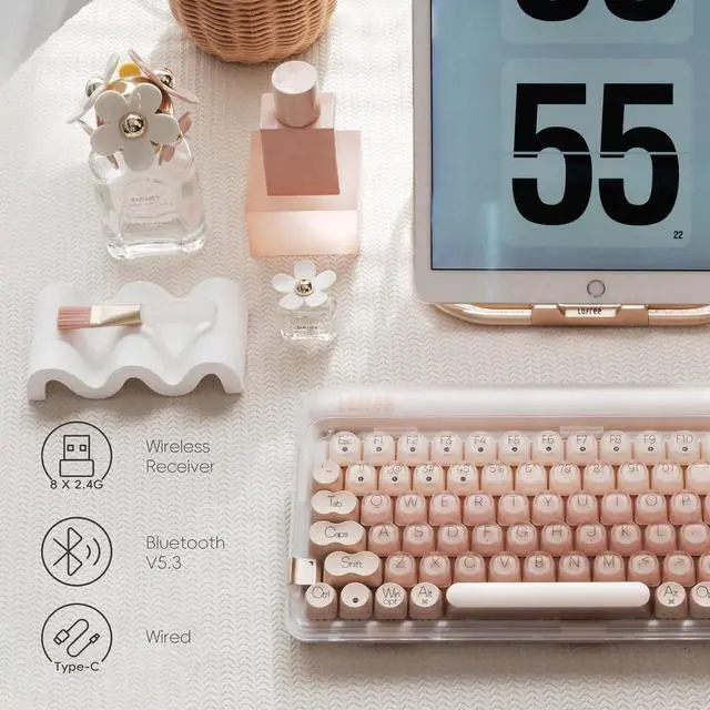 Alt view image 5 of 7 - LOFREE DOT Foundation Mechanical Keyboard with Tri-Mode Wireless Numpad, 75% Rechargeable Hot-swappable Keyboards with 3 Types Connection for Windows, Mac OS/Pink GATERON Baby Racoon Switches