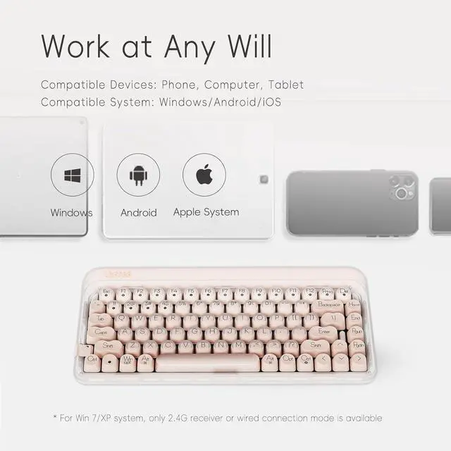 Alt view image 6 of 7 - LOFREE DOT Foundation Mechanical Keyboard with Tri-Mode Wireless Numpad, 75% Rechargeable Hot-swappable Keyboards with 3 Types Connection for Windows, Mac OS/Pink GATERON Baby Racoon Switches