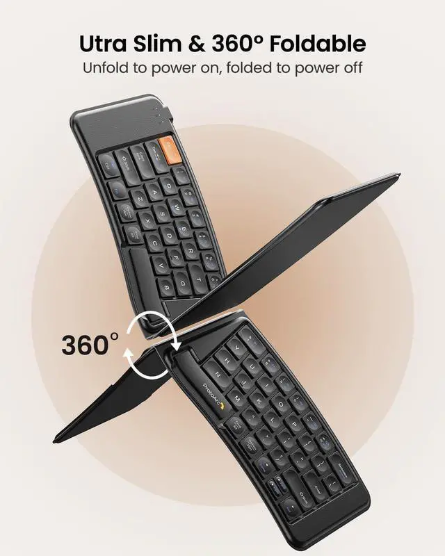 Alt view image 3 of 7 - ProtoArc Ergonomic Foldable Keyboard Mouse, XKM03 Portable Folding Bluetooth Keyboard Mouse Combo for Business and Travel, Split Design, 3 Bluetooth, Rechargeable, for iPad, Tablet, iPhone, Laptop