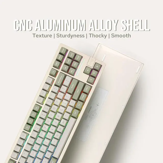 Alt view image 4 of 7 - EPOMAKER x Feker Galaxy80 Gaming Keyboard, Aluminum Alloy Wireless Mechanical Keyboard, BT5.0/2.4G/USB-C Gasket-mounted Keyboard, Hot Swappable, NKRO Creamy Keyboard (Cream White, Marble White Switch)