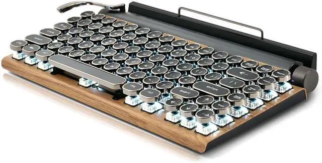 Main image of Typewriter Keyboard Wireless Retro Style, Vintage Classical Mechanical Keyboard with Bluetooth for IPAD PC/Laptop Mac/Phone (Wood)