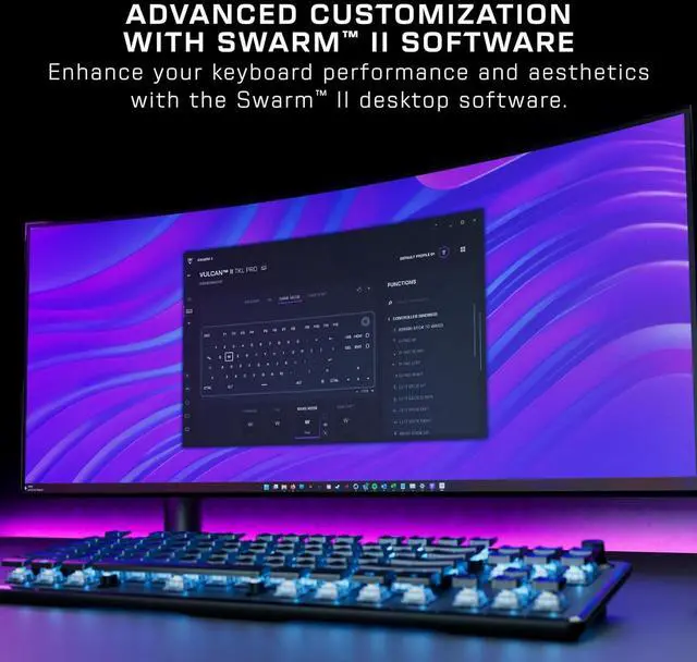 Alt view image 4 of 7 - Turtle Beach Vulcan II TKL Pro Magnetic Mechanical RGB Gaming Keyboard  Analog Hall-Effect Switches, Adjustable Actuation, Rapid Trigger, Swappable Keycaps, Tenkeyless Design, Anti-Ghosting  Black