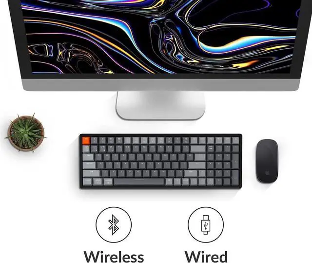 Alt view image 3 of 7 - K4 Bluetooth Wireless Mechanical Keyboard RGB LED Backlit, Hot-swappable Compact 100 Keys USB Wired Computer Gaming Keyboard Aluminum Frame for Mac Windows, Gateron Red Switch