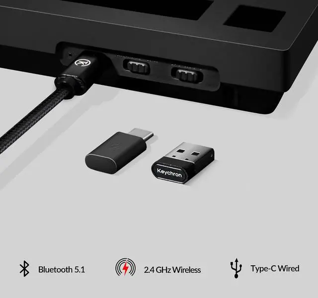 Alt view image 3 of 7 - Keychron V1 Max 75% Custom Mechanical Keyboard Kit, 2.4 GHz/Bluetooth 5.1/Wired Hot-swappable Barebones Keyboard, QMK/VIA Programmable Knob with RGB Backlit for Mac Windows Linux