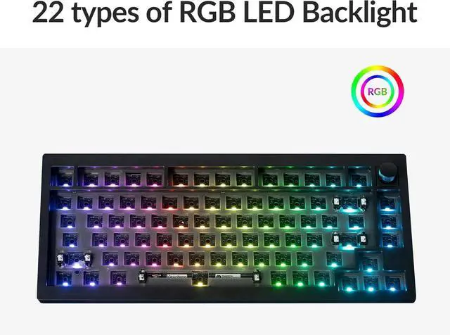 Alt view image 4 of 7 - Keychron V1 Max 75% Custom Mechanical Keyboard Kit, 2.4 GHz/Bluetooth 5.1/Wired Hot-swappable Barebones Keyboard, QMK/VIA Programmable Knob with RGB Backlit for Mac Windows Linux