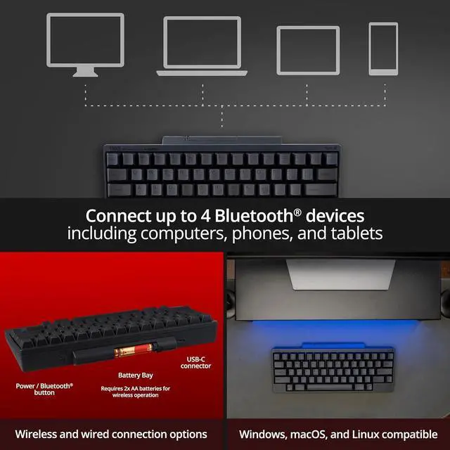 Alt view image 5 of 6 - Happy Hacking Keyboard Professional Hybrid Type-S (Wireless, Bluetooth, Wired, USB, Silent, Mac, Windows, White, Printed) with 2 Year Advance Exchange Warranty