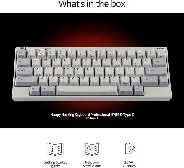 Alt view image 6 of 6 - Happy Hacking Keyboard Professional Hybrid Type-S (Wireless, Bluetooth, Wired, USB, Silent, Mac, Windows, White, Printed) with 2 Year Advance Exchange Warranty