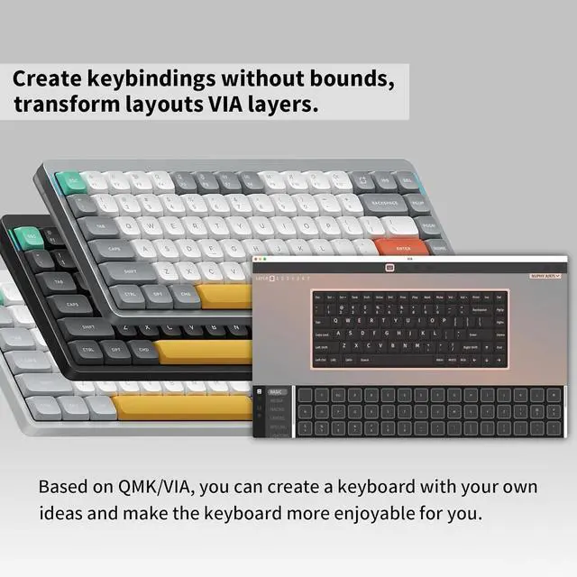 Alt view image 5 of 7 - NuPhy Air75 V2 Portable 75% Low Profile Keyboard,84 keys RGB Backlight Wireless Mechanical Keyboard,Supports Bluetooth/2.4G/USB-C,Compatible with Windows/Mac OS/Linux Systems-Black Gateron Moss Switch