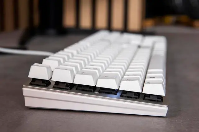 Alt view image 3 of 6 - CHERRY KC 200 MX Mechanical Office Keyboard with Anodized Metal Plate, German Layout (QWERTZ), Wired, Silent Red Switches MX2A, White/Silver