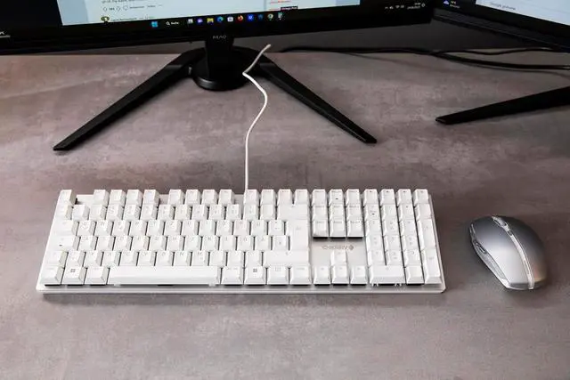 Alt view image 2 of 6 - CHERRY KC 200 MX Mechanical Office Keyboard with Anodized Metal Plate, German Layout (QWERTZ), Wired, Silent Red Switches MX2A, White/Silver