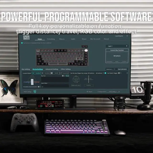 Alt view image 4 of 7 - EPOMAKER HE75 Mag Wireless Gaming Keyboard with Hall Effect Switch and Changeable Knob Module, Rapid Fast Magnetic Keyboard with Adjustable Trigger, 2.4G/Bluetooth Keyboard, RGB Backlit