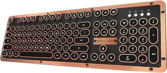 Main image of Azio Retro Classic Bluetooth Artisan - Bluetooth Luxury Vintage Backlit Mechanical Keyboard (Blue Switch, Black Leather, Zinc Alloy Frame)(MK-RETRO-L-BT-03-US)