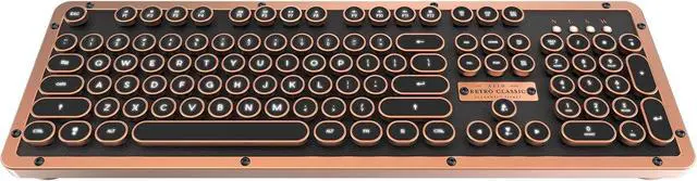 Alt view image 3 of 7 - Azio Retro Classic Bluetooth Artisan - Bluetooth Luxury Vintage Backlit Mechanical Keyboard (Blue Switch, Black Leather, Zinc Alloy Frame)(MK-RETRO-L-BT-03-US)