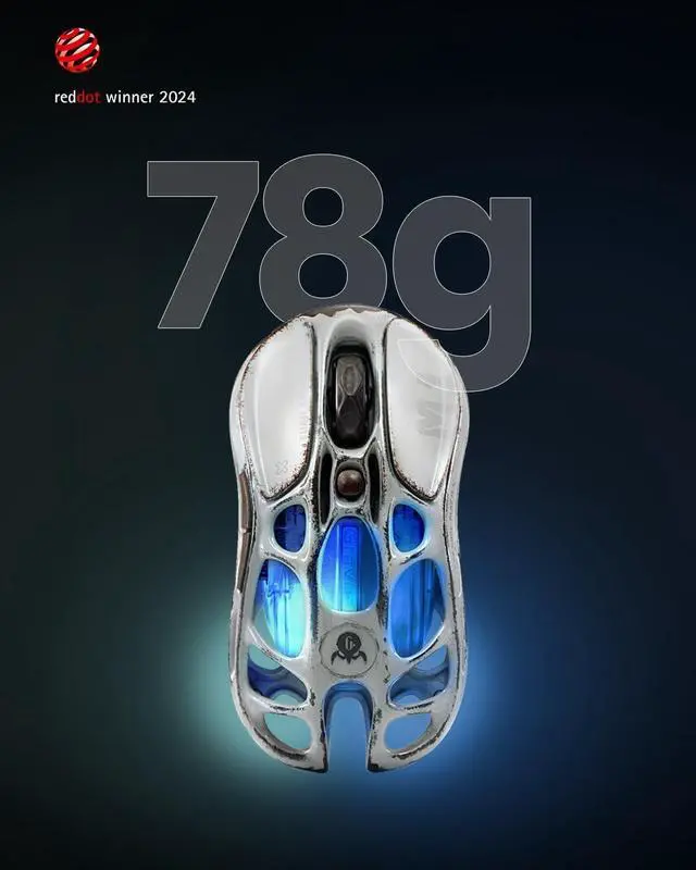 Alt view image 6 of 7 - GravaStar Computer Mouse, Mercury M1 Pro Wireless Gaming Mouse with PAW3395DM Sensor, Magnesium Alloy Handcrafted Vintage Finish, 26000 DPI, 5 Programmable Buttons, Outfit with 1K & 4K Dongle