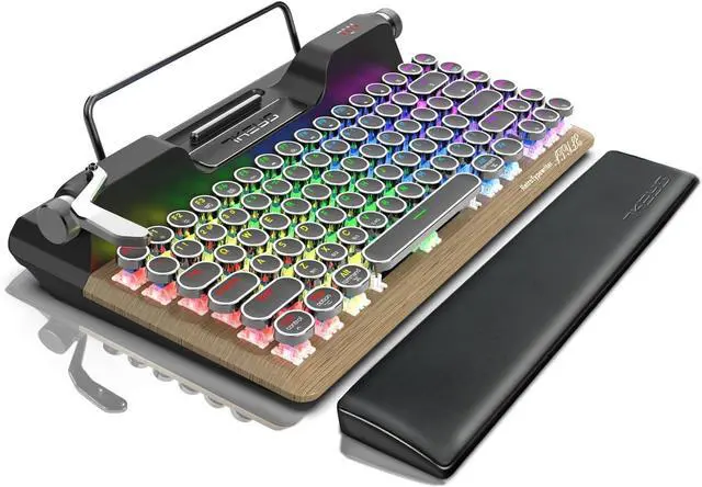 Main image of 7KEYS Retro Typewriter Mechanical Gaming Keyboard, Vintage Style Computer Keyboard with Round Keycaps, Wireless Bluetooth5.0 and Wired/2.4G, True RGB Backlight, Compatible with PC/Laptop/Tablet/Phone