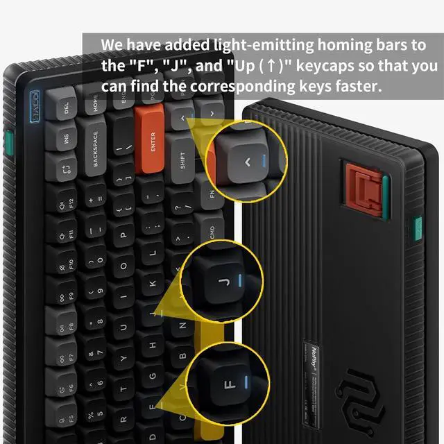 Alt view image 5 of 7 - nuphy Halo75 V2 Mechancial Gaming Kyeboard,75% Wireless Hot Swappable Bluetooth Keyboard,83 Kyes RGB Backlit Keyboard,Support Bluetooth/2.4GHz/USB-C-Black Raspberry Switch