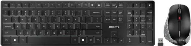 Main image of CHERRY DW 9500 Slim Wireless Desktop Keyboard and Mouse Combo, Extra Flat Thin Design with Ergo Friendly Mouse Companion. Bluetooth or USB Receiver.