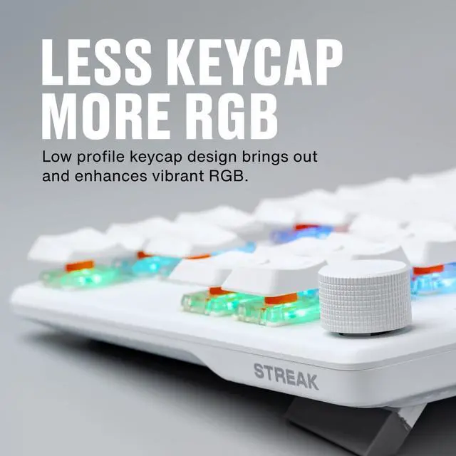 Alt view image 6 of 7 - Fnatic STREAK80 LP White TKL Mechanical Low Profile Pro Gaming Keyboard, Speed Switches with Short Key-Travel, LED RGB, PBT Keycaps, Silent PORON Foam, US ANSI Layout QWERTY