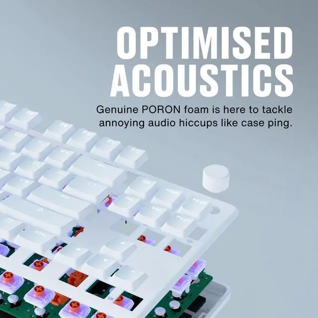 Alt view image 7 of 7 - Fnatic STREAK80 LP White TKL Mechanical Low Profile Pro Gaming Keyboard, Speed Switches with Short Key-Travel, LED RGB, PBT Keycaps, Silent PORON Foam, US ANSI Layout QWERTY