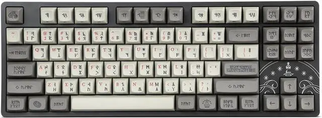 Main image of DROP + The Lord of The Rings Dwarvish TKL Mechanical Keyboard - MT3 Profile Keycaps with Accent Keys - Holy Panda X Tactile Switches - PBT Dye-Sub Keycaps - LED Backlight - Dark Gray
