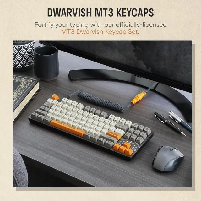 Alt view image 3 of 7 - DROP + The Lord of The Rings Dwarvish TKL Mechanical Keyboard - MT3 Profile Keycaps with Accent Keys - Holy Panda X Tactile Switches - PBT Dye-Sub Keycaps - LED Backlight - Dark Gray