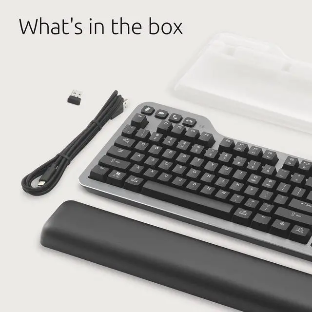 Alt view image 5 of 7 - Kensington MK7500F Silent Mechanical Keyboard  Full Size, Wireless, Backlit, Rechargeable Battery, Customizable Keys, Spill-Proof, Includes Wrist Rest, Windows & macOS