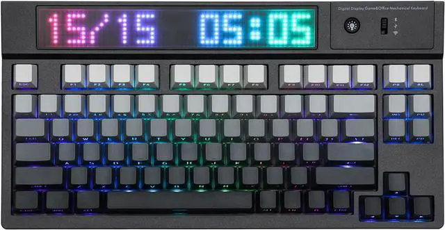 Main image of EPOMAKER DynaTab 75X Wireless Gaming Keyboard with Custom Dot-Matrix RGB LED Screen, Hot Swap Gasket-Mounted Mechanical Keyboard, Bluetooth/2.4G/USB-C Custom Keyboard (Black, Sea Salt Silent Switch)