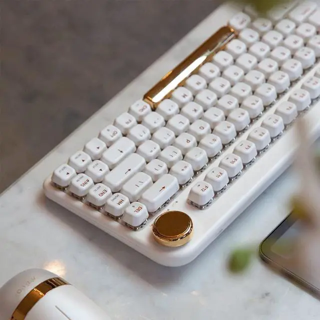 Alt view image 3 of 5 - Azio IZO Wireless BT5/USB PC & Mac Mechanical Keyboard, White Blossom