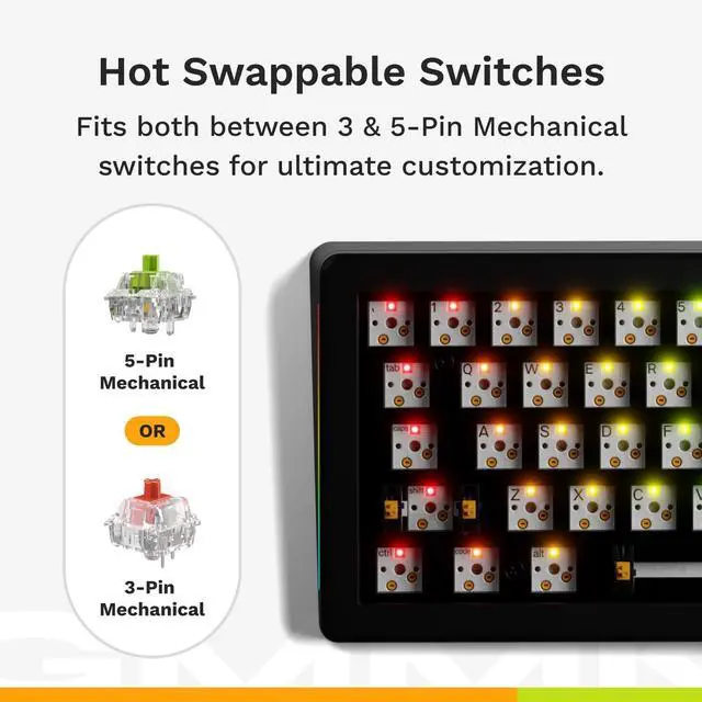 Alt view image 3 of 6 - Glorious Gaming - GMMK 3 PRO Barebones Custom Keyboard Kit w/Knob, Custom Modular Aluminum Body & Gasket System, Hotswappable 65% Compact Keyboard, Sound Dampening Foam, Aluminum Switch Plate(Black)