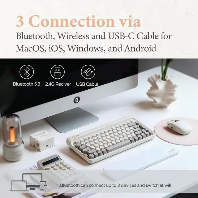 Alt view image 6 of 7 - LOFREE Zero ARTZ Mechanical Keyboard, 75% Rechargeable Hot-swappable Keyboards with 3 Types Connection for Windows, Mac OS, Linear Switches/Terrazzo Grey