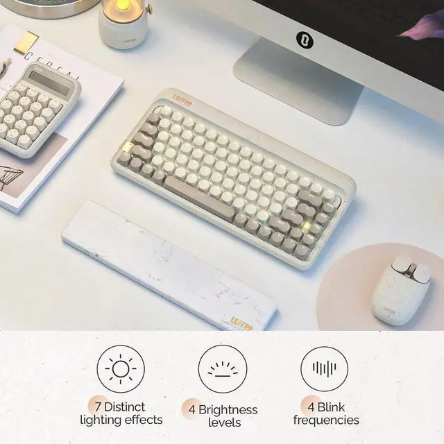 Alt view image 7 of 7 - LOFREE Zero ARTZ Mechanical Keyboard, 75% Rechargeable Hot-swappable Keyboards with 3 Types Connection for Windows, Mac OS, Linear Switches/Terrazzo Grey