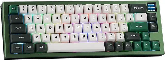 Main image of EPOMAKER MS68 Wireless Gaming Keyboard with 0.85 Screen, CNC Aluminum Alloy Mechanical Keyboard, Bluetooth 5.0/2.4ghz/Wired Hot Swappable Custom Keyboard (Green, Flamingo Switch)