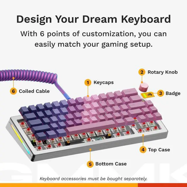 Alt view image 6 of 7 - Glorious Gaming - GMMK 3 PRO HE: Wireless Gaming Keyboard Rapid Trigger, Hall Effect, Aluminum Body, 8K Polling Rate, Hotswap MX & Magnetic Switches, Adjustable Actuation, ANSI 65% Compact (Silver)