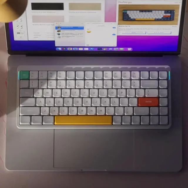 Alt view image 3 of 6 - nuphy Air75 V2 Low Profile Wireless Mechanical Keyboard, Hot-swappable, Supports Bluetooth/2.4g/USB-C Connectivity (White, Gateron Red Switches)