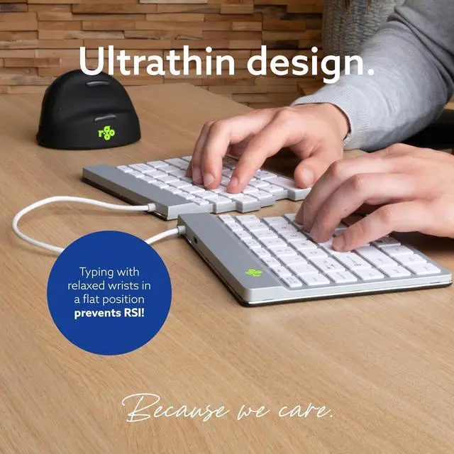 Alt view image 7 of 7 - R-Go Split Keyboard, Scissors Mechanism, Anti Carpal Tunnel, 2 Part Ergonomic Design with Break Software, Ultra-Thin, QWERTY (US) Layout, Bluetooth 5.0, Compatible with Windows/MacOS, White