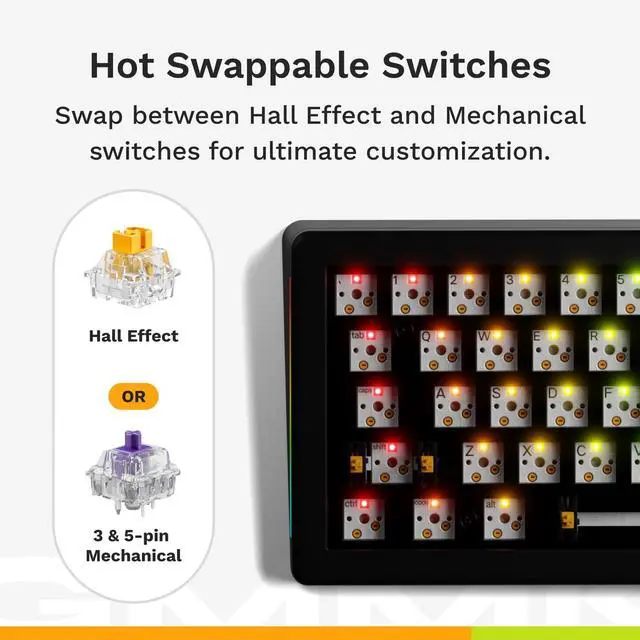 Alt view image 5 of 7 - Glorious Gaming - GMMK 3 HE Rapid Trigger Keyboard, Hall Effect, 8K Polling Rate, MX Mechanical & Magnetic Switches, Hotswappable 65% Keyboard, Modular Gasket System, Doubleshot PBT keycaps (Black)