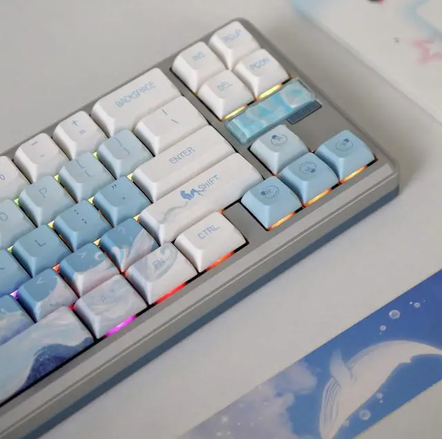 Alt view image 6 of 7 - Varmilo Sword68 Ariel Aluminum 65% Hotswap Wireless RGB Mechanical Keyboard (Varmilo MX Daisy L)